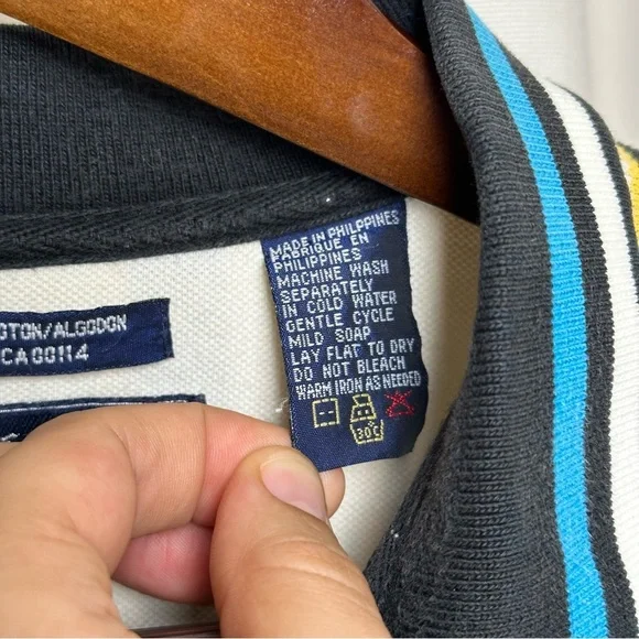 Vintage Siegfried Men's Large Striped Polo Shirt Tall Fit 90s Baggy Oversized - Picture 12 of 12